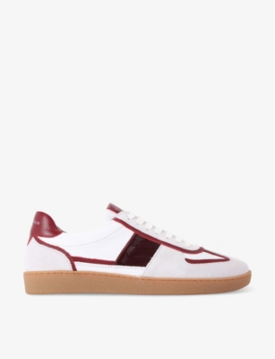 Shop Kurt Geiger Mens Lloyd Contrast-panel Suede Low-top Trainers White/red