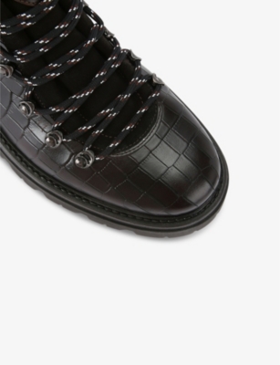 Kurt Geiger London Mens Brown Coniston Lace-up Embossed-leather Ankle Boots In Brown