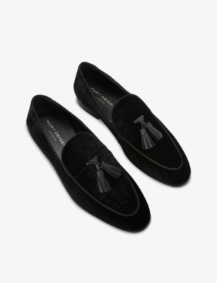 Kurt Geiger London Mens Black Henry Tassel-embellished Slip-on Suede Loafers In Black