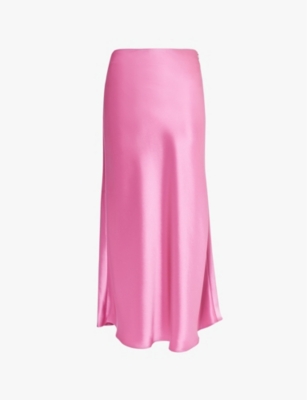 Shop Galvan Womens Valletta Mid-waist Satin Maxi Skirt Magenta