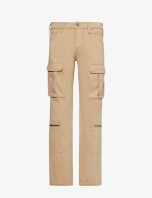 Vayder Mens Khaki Brand-patch Straight-leg Stretch-cotton Cargo Trousers