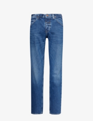 Vayder Mens Notting Faded-wash Tapered-leg Mid-rise Stretch-denim Jeans