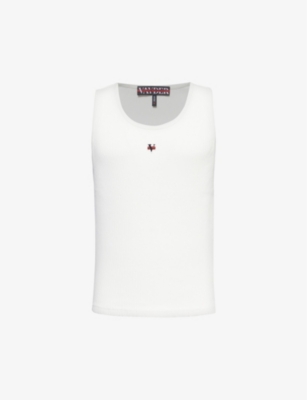 Shop Vayder Men's White Kowalski Brand-embroidered Stretch-cotton Vest Top