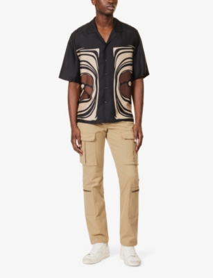 Shop Vayder Men's Black Contemp Floral Montague Abstract-pattern Silk-blend Shirt
