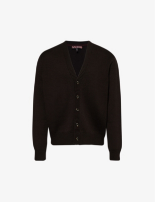 Shop Vayder Men's Smoke Brown Mcfeely V-neck Cotton Knitted Cardigan