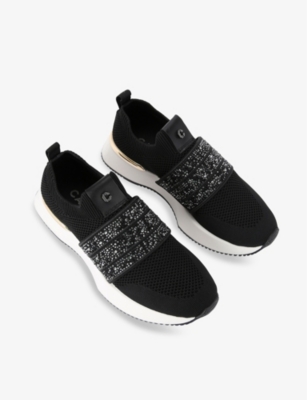 CARVELA WOMENS BLACK FLARE SPARKLE KNITTED LOW-TOP TRAINERS EUR 36 / 3 UK 