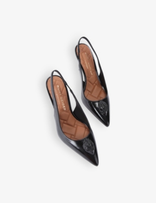 KURT GEIGER LONDON: Belgravia eagle-embellished heeled leather slingbacks