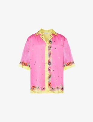 ACNE STUDIOS: Brand-print relaxed-fit woven shirt