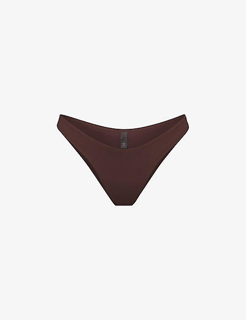 SKIMS: Signature Swim snake-print stretch recycled-nylon bikini bottoms