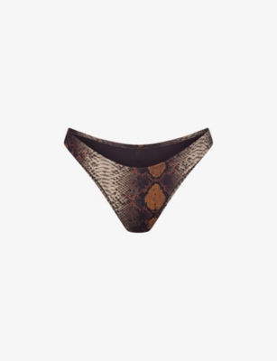 SKIMS: Signature Swim snake-print stretch recycled-nylon bikini bottoms