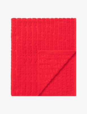 Brand-embossed stretch-recycled nylon towel