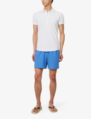 Shop Polo Ralph Lauren Men's Liberty Traveller Logo-embroidered Stretch Recycled-polyester Swim Shorts