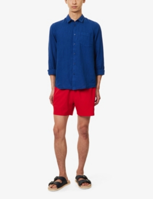 Shop Polo Ralph Lauren Men's Rl Red Traveller Logo-embroidered Stretch Recycled-polyester Swim Shorts