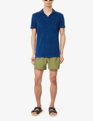 Shop Polo Ralph Lauren Traveller Logo-embroidered Stretch Recycled-polyester Swim Shorts In Tree Green