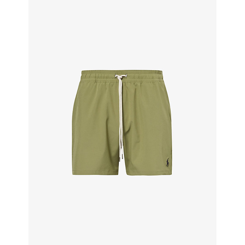 Shop Polo Ralph Lauren Men's Tree Green Traveller Logo-embroidered Stretch Recycled-polyester Swim Shorts