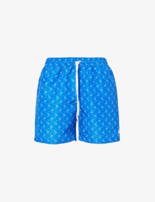 Shop Polo Ralph Lauren Men's Ocean Anchors Traveller Logo-embroidered Recycled-polyester Swim Shorts