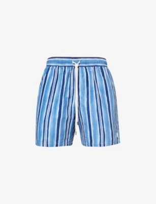 Shop Polo Ralph Lauren Men's Salt Washed Awning Traveller Logo-embroidered Recycled-polyester Swim Shorts