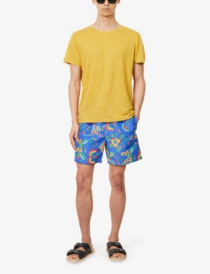 Shop Polo Ralph Lauren Men's Damond Floral Traveller Logo-embroidered Recycled-polyester Swim Shorts