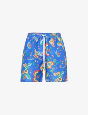 Shop Polo Ralph Lauren Men's Damond Floral Traveller Logo-embroidered Recycled-polyester Swim Shorts