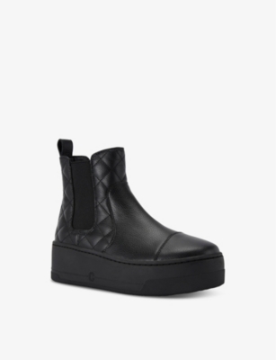CARVELA WOMENS BLACK CONNECTED QUILTED-LEATHER FLATFORM CHELSEA BOOTS EUR 41 / 8 UK 