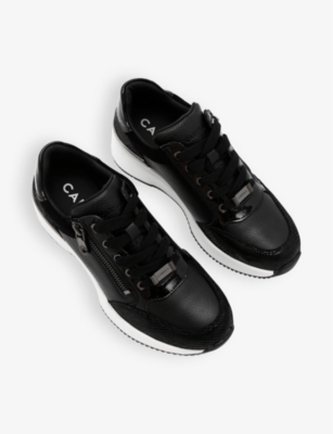 CARVELA WOMENS SKYLINE WEDGE-SOLE LEATHER LOW-TOP TRAINERS BLACK EUR 41 / 8 UK 