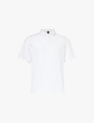 Lululemon Mens White Logo-patch Short-sleeve Stretch Recycled-nylon Polo Shirt