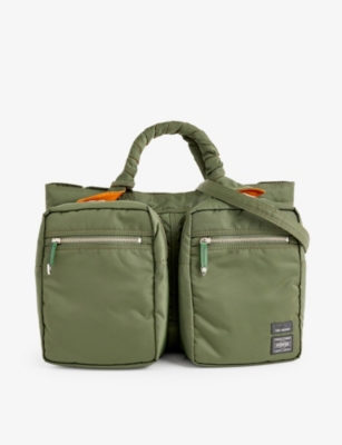 Shop Toga Green Virilis X Porter-yoshida & Co. Multi-pocket Woven Tote Bag