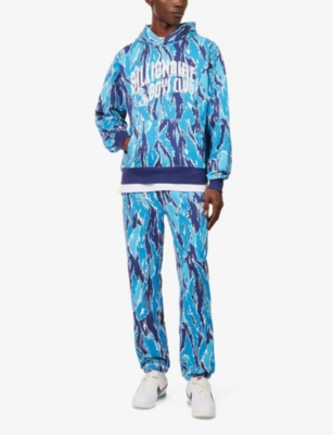 Shop Billionaire Boys Club Mens Blue Camouflage-print Regular-fit Cotton-jersey Hoody