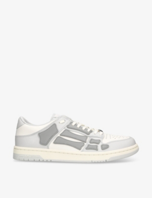Shop Amiri Skel Panelled Leather Low-top Trainers In Grey