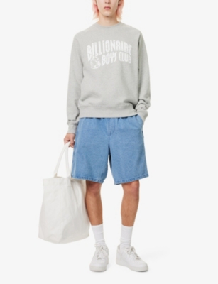 Shop Billionaire Boys Club Men's Heather Grey Arch Branded-print Cotton-jersey Sweatshirt