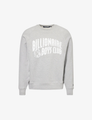 Shop Billionaire Boys Club Men's Heather Grey Arch Branded-print Cotton-jersey Sweatshirt