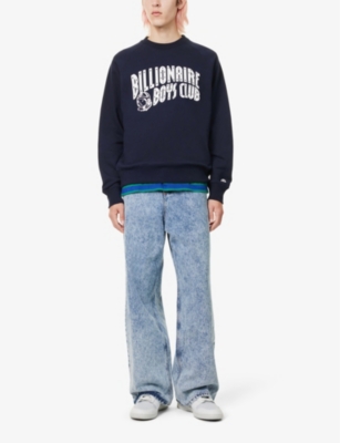 Shop Billionaire Boys Club Arch Branded-print Cotton-jersey Sweatshirt In Navy