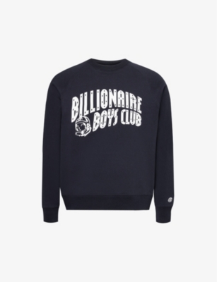 Shop Billionaire Boys Club Men's Navy Arch Branded-print Cotton-jersey Sweatshirt