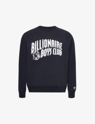 Shop Billionaire Boys Club Arch Branded-print Cotton-jersey Sweatshirt In Navy