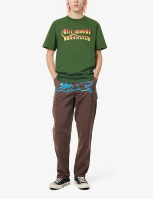 Shop Billionaire Boys Club Men's Green Hook It Up Branded-print Cotton-jersey T-shirt