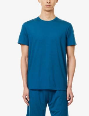 Shop Derek Rose Men's Blue Basel Crewneck Stretch-jersey T-shirt