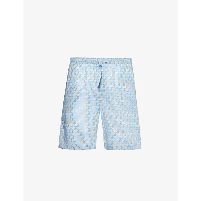 Derek Rose Mens Blue Ledbury Cotton Shorts