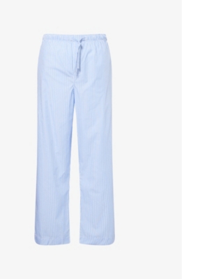 Shop Derek Rose Men's Blue James Striped-pattern Cotton Pyjama Trousers