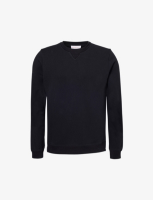 Shop Derek Rose Men's Black Quinn Relaxed-fit Cotton-blend Sweatshirt