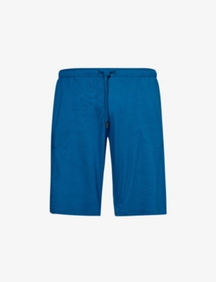Shop Derek Rose Men's Blue Basel Stretch-jersey Shorts