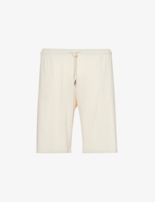 Shop Derek Rose Men's Ecru Basel Relaxed-fit Stretch-woven Pyjama Shorts