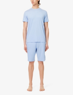 Shop Derek Rose Men's French Basel Relaxed-fit Stretch-woven Pyjama Shorts