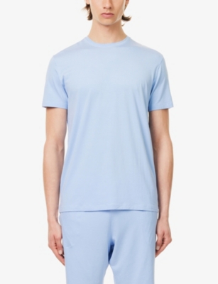 Shop Derek Rose Basel Short-sleeved Stretch-woven Pyjama Top In French
