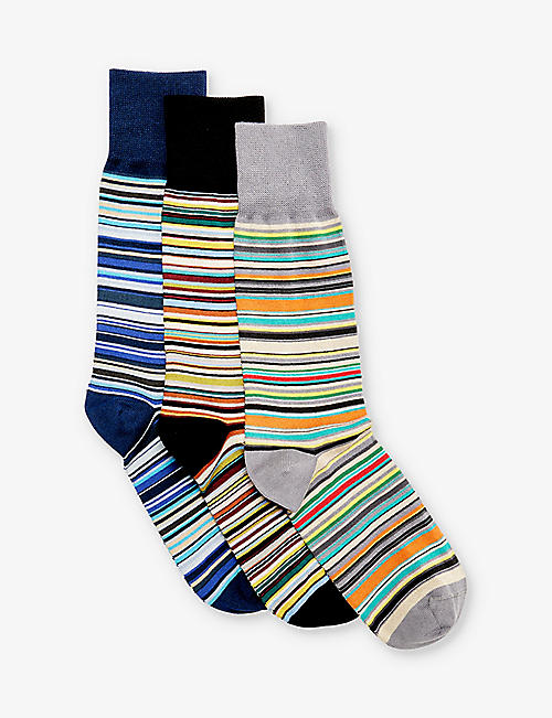 PAUL SMITH: Signature striped pack of six cotton-blend socks