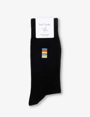PAUL SMITH: Stripe-embroidered stretch-organic-cotton blend socks