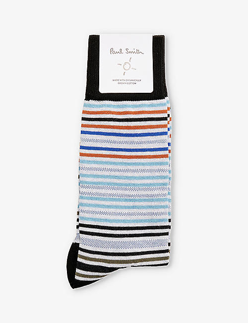 PAUL SMITH: Gavin stripe-pattern cotton-blend socks