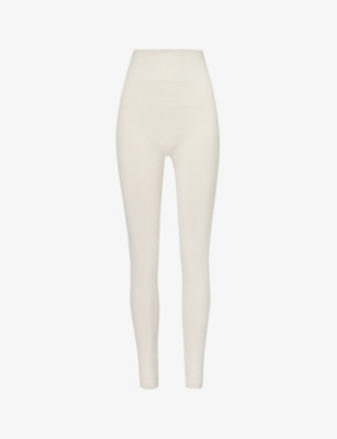 Shop Khy High-rise Ribbed-waistband In Stone