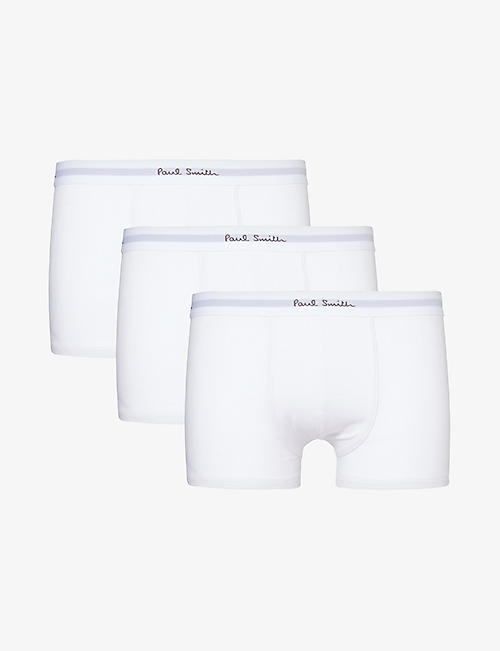 PAUL SMITH: Branded-waistband pack of three stretch-organic-cotton trunks