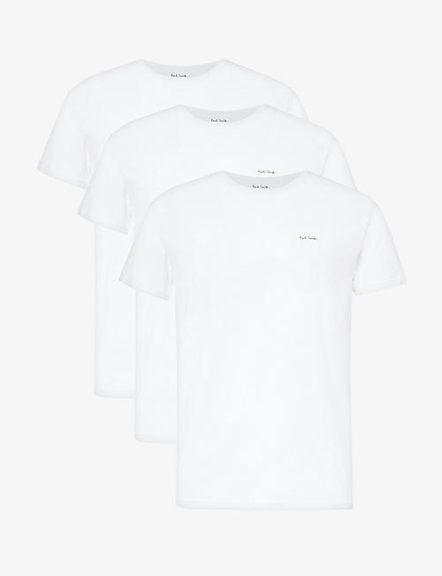 PAUL SMITH: Brand-embroidered crewneck pack of three organic-cotton T-shirts