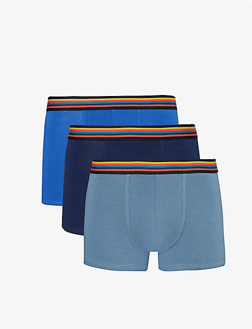 PAUL SMITH: Logo-waistband pack of three stretch-organic-cotton trunks